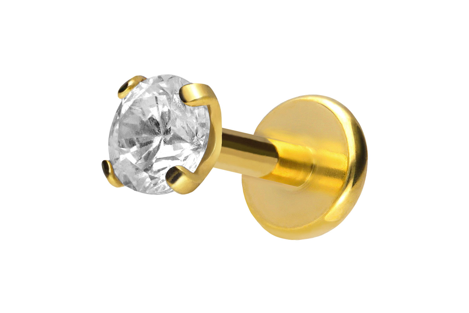 Titan Labret Piercing mit Push Fit EINGEFASSTER KRISTALL